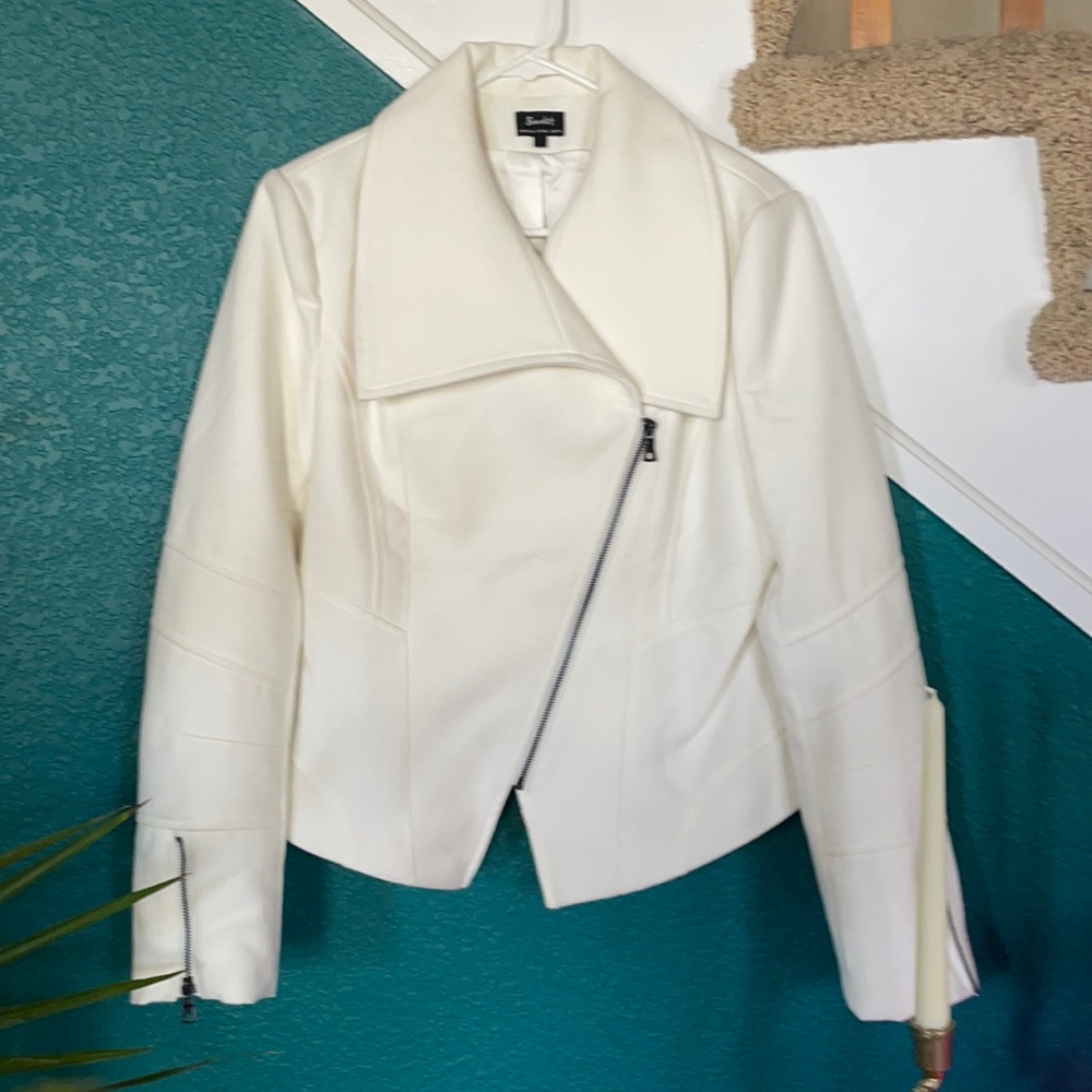 Bardot asymmetrical zipper wool fitted coat